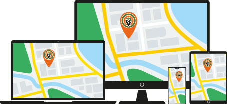 GPS tracking shown on screen, laptop and mobile devices